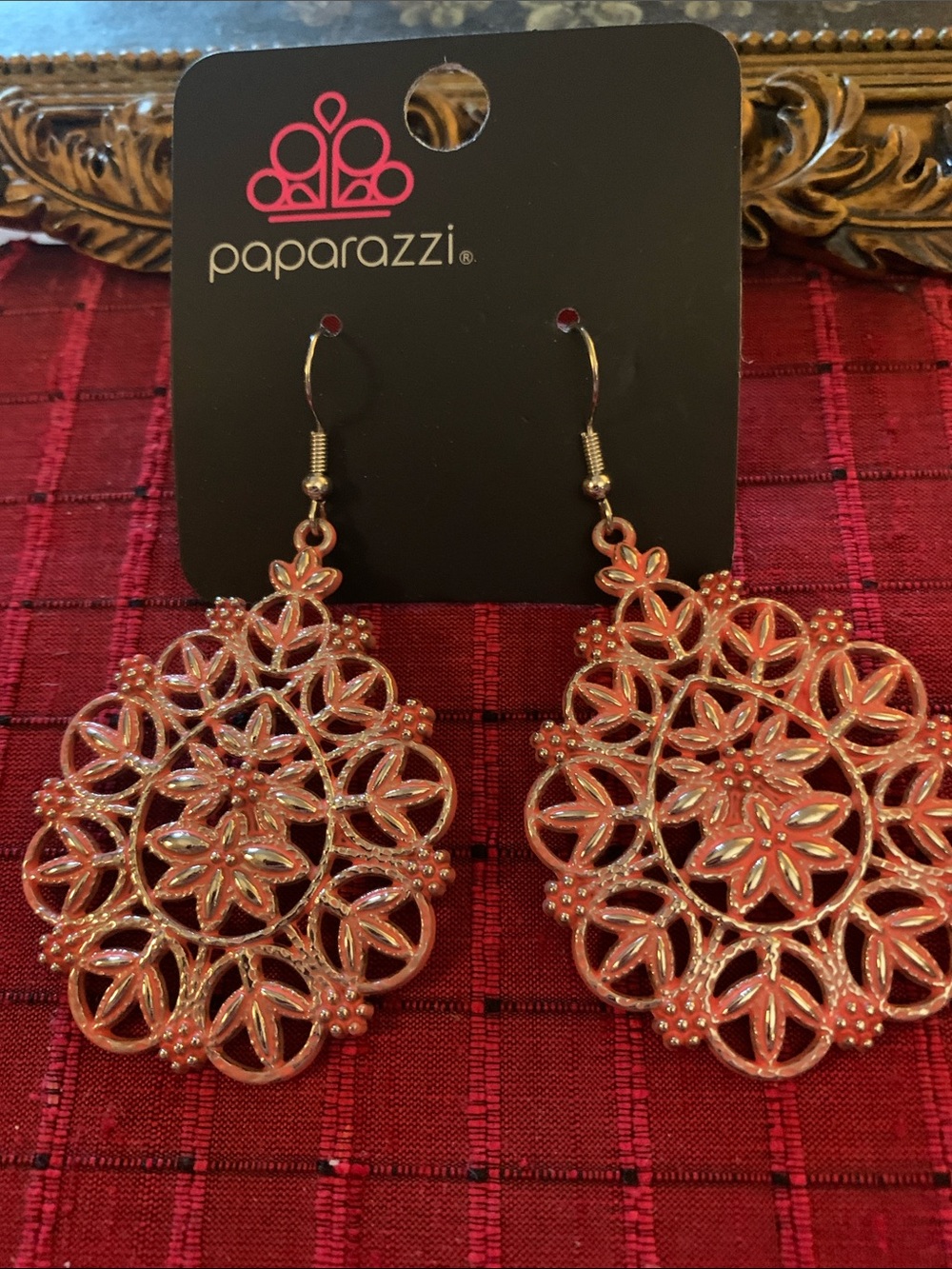 Paparazzi Coral Filigree Floral Drop Earrings